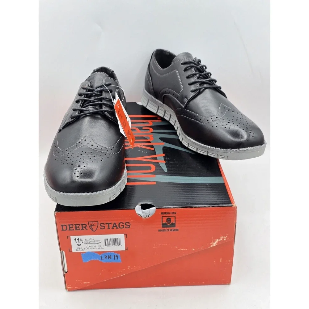NEW Man's Oxfords Deer Stags‎ Corvallis Black / Grey Vega Sz 11.5 W Wide
